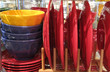 yellow, blue and red dishes