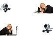woman and digital webcam