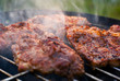 roasted meat on the grill.