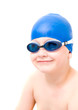  young swimmer. isolation on white.