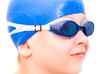  young swimmer. isolation on white.