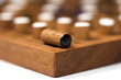 wooden handmade game reverse close-up