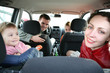 family in car