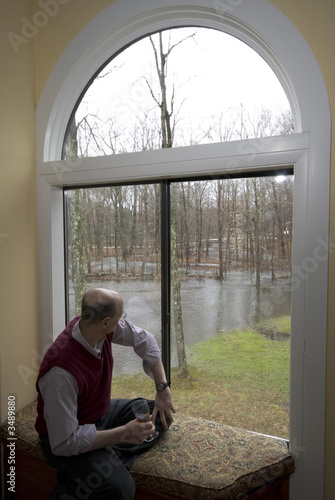 Photo: looking at flooded backyard looking at flooded backyard