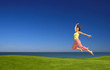 young woman jumping
