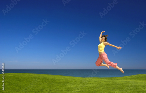 young woman jumping