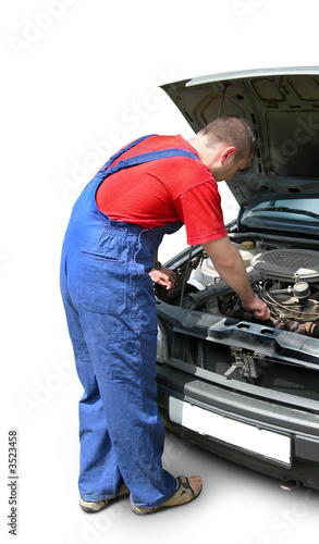 mechanic fixing car engine. auto repair.