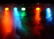 five theater lights with smoke