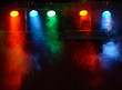 Five theater lights with smoke