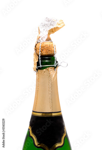 Open bottle of champagne. Open bottle of champagne.