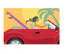 Woman driving to the beach