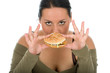 Cute chubby eating a hamburger