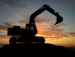 Heavy excavator over orange background