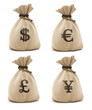 sacks with money different currencies isolated sacks with money different currencies isolated