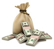 sack with money dollars currency isolated sack with money dollars currency isolated
