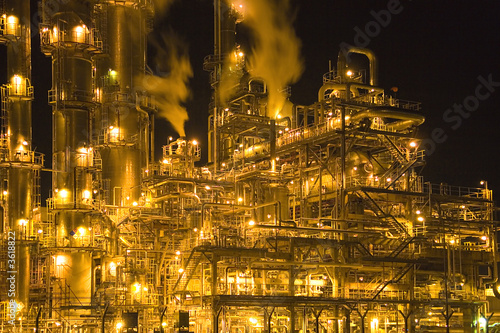 Oil Refinery at Night