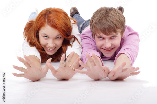 Portrait of a young loving people. Shot in studio.