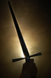Medieval spanish sword silhouette at backlighting