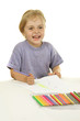kid - activity in preschool - over white