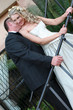 Young bride on her wedding day with her husband