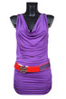 Violet female dress with a red belt Violet female dress with a red belt