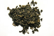Traditional green tea Sencha against white background