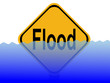 flood sign with water