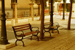 bench museum art in park sepia photo