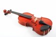 Violin lying down on white background