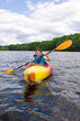 Happy boy kayaking