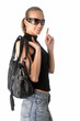 young beautiful woman with black handbag