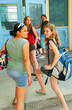 Group of young girls going back to school