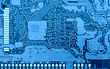 Circuit board super close-up toned in blue color Circuit board super close-up toned in blue color