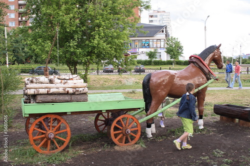 Photo: Composition - the Horse with a cart Composition - the Horse with a cart