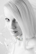 Portrait of the young blonde in a wedding veil