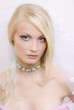 Portrait of the young blonde in a wedding veil