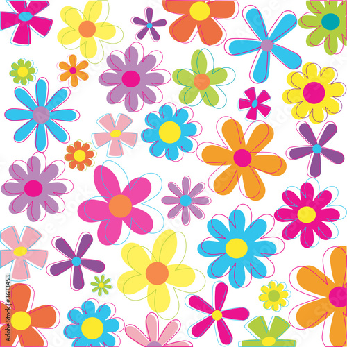 Multicolored retro styled flowers Multicolored retro styled flowers