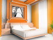 Interior of a sleeping room 3d image.