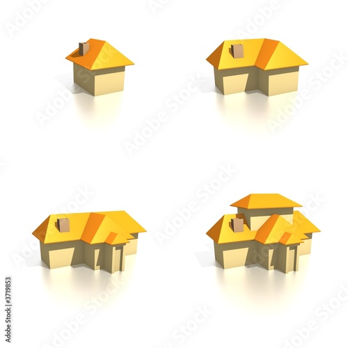 Illustration: Houses - four icons from small to large Houses - four icons from small to large
