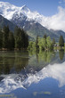 View of Mont Blanc mountain range reflected in lake View of Mont Blanc mountain range reflected in lake
