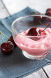 yogurt dessert with cherries