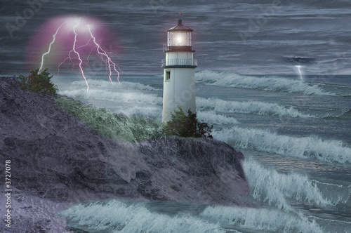 Illustration: Lighthouse in storm Lighthouse in storm