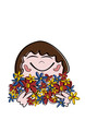 Mädchen mit den Händen voller Blumen Mädchen mit den Händen voller Blumen