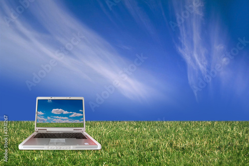 Laptop in the grass 
