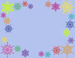 neon snowflakes light background