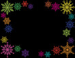 neon snowflakes on black