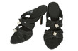 Black and suede shoes on a white background
