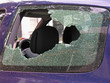 Broken car window. Car theft..