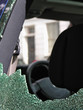 Broken car window. Car theft..