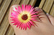 ladies foot decorated with flower